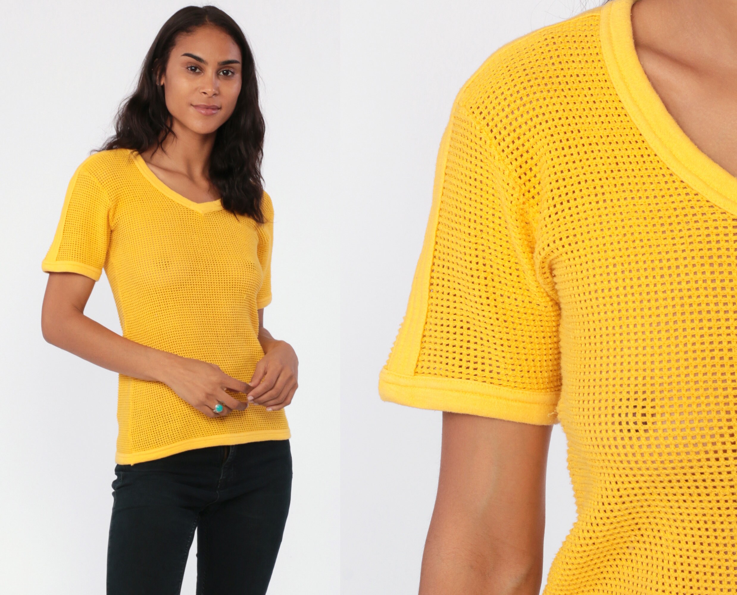 yellow mesh shirt