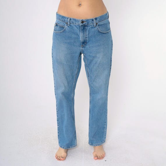 Vintage 90s L.L. Bean Jeans Men's 34 Straight Leg Jeans High Rise Denim Pants Blue Jeans Relaxed Jeans Retro Size 34 x 29 Medium