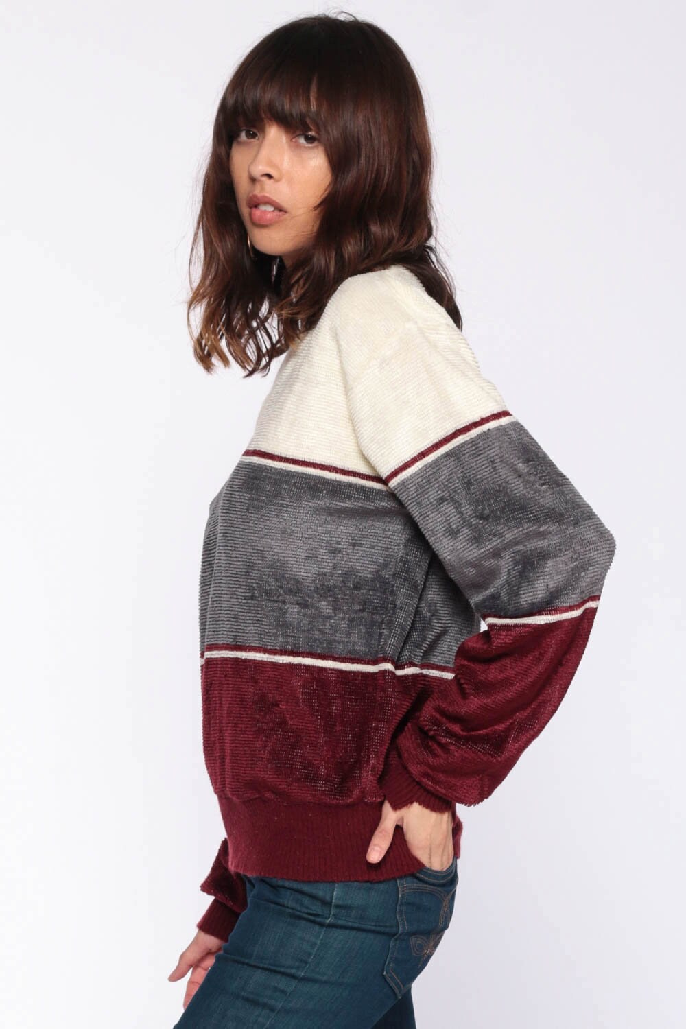velour v neck sweater