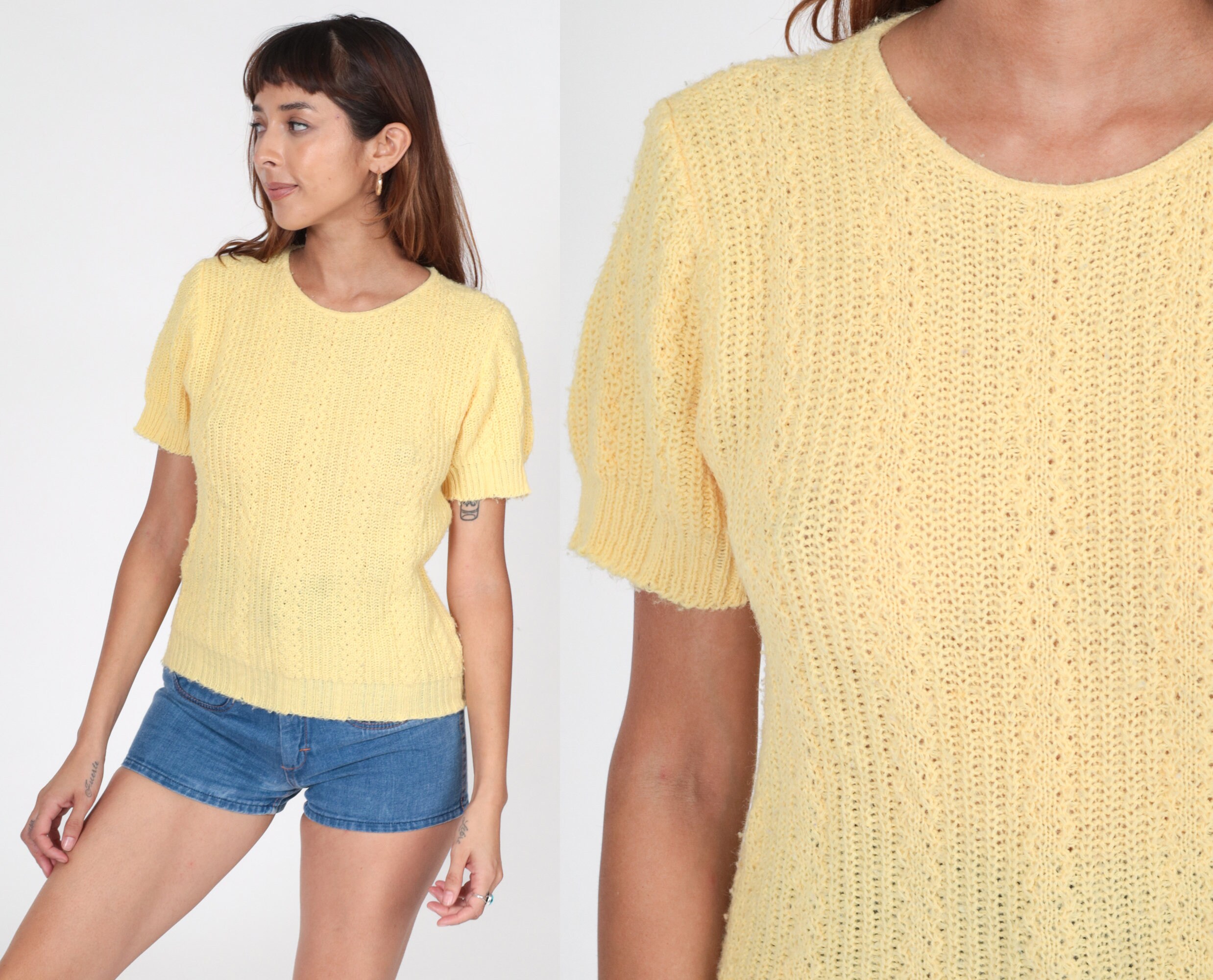 Yellow short clearance sleeve sweater
