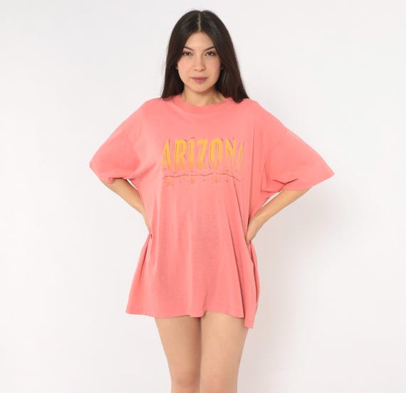 90s Arizona Souvenir Tee Coral Pink Sun Graphic Shirt Sonoran Desert Travel Cotton Boxy Tourist Vintage Unisex Streetwear Top Extra Large XL