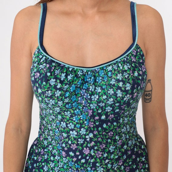 70s Floral Sundress Deweese Dress Hippie Navy Blu… - image 5