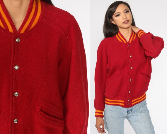 Red Letterman Jacket WOOL Varsity 