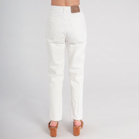 90s Calvin Klein Jeans White Slim Tapered Pants S… - image 9