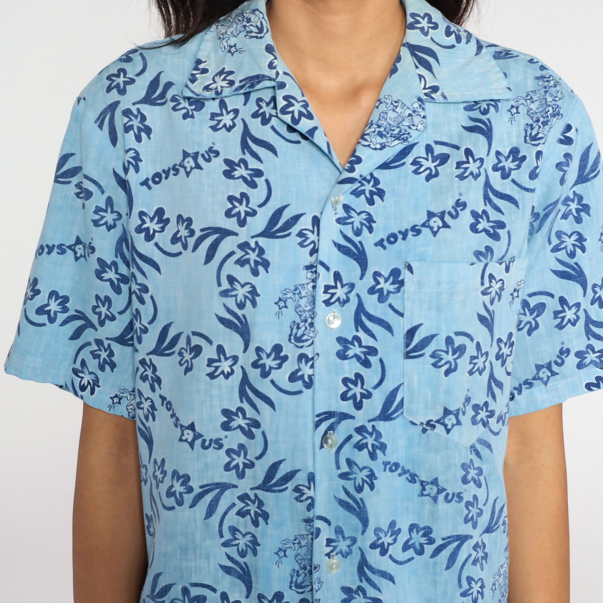 Vintage Toys R Us Shirt Tropical Floral Shirt 70s Blue Polo Etsy
