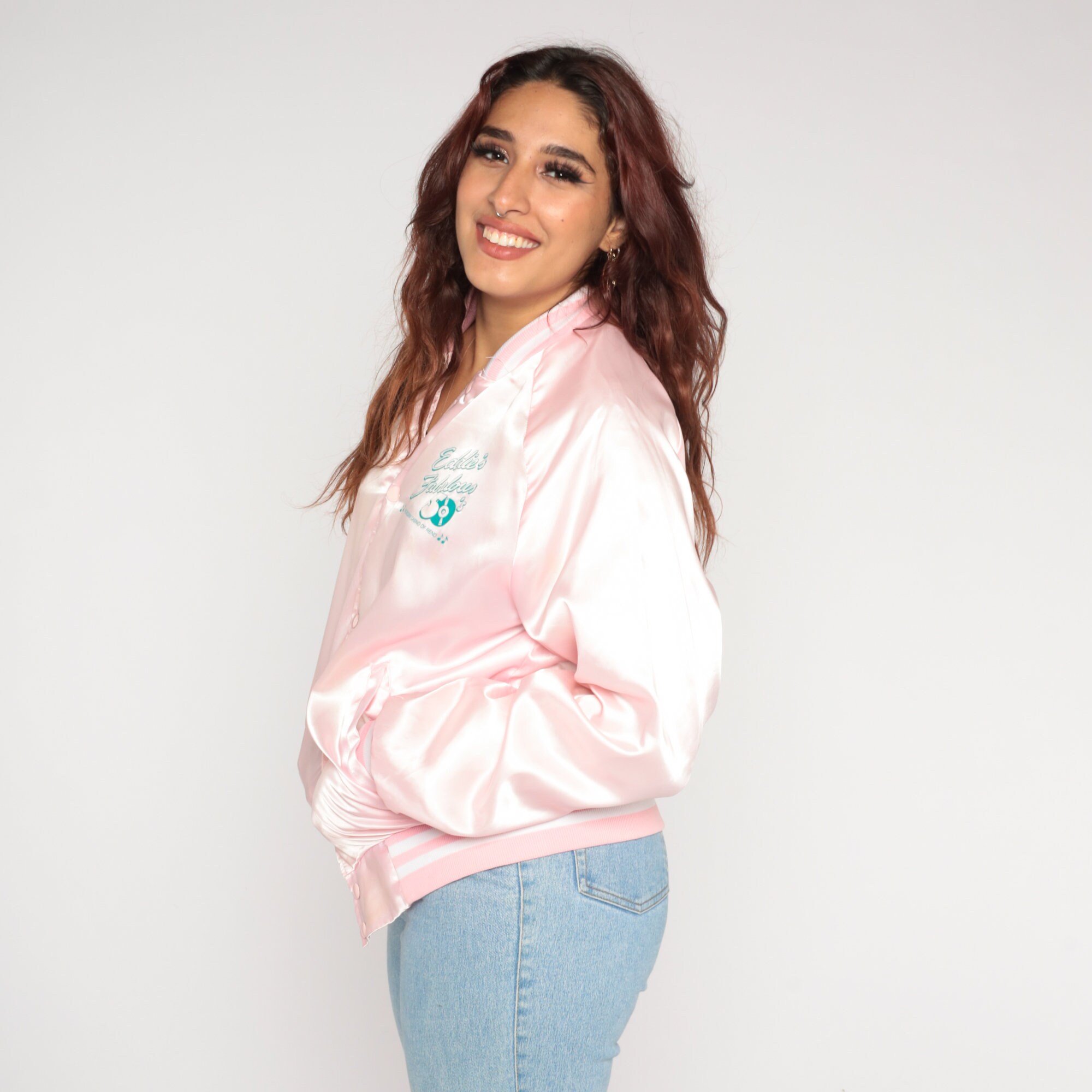 Satin Bomber Jacket 80s Eddies Fabulous 