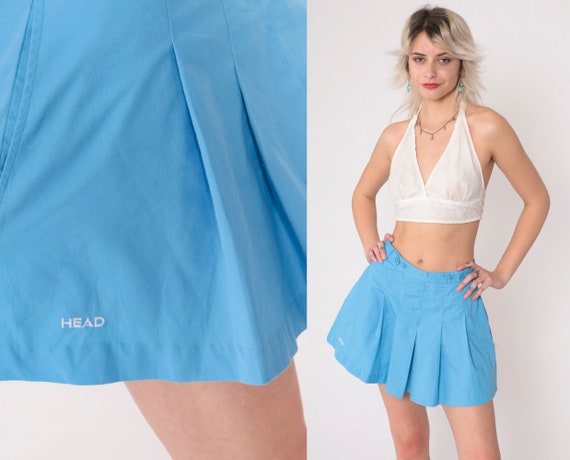 Head Tennis Skirt 80s 90s Pleated Blue Mini Skirt Retro Pocket Skirt High Waisted Preppy Sporty Athletic Vintage 1990s Small 4 Etsy
