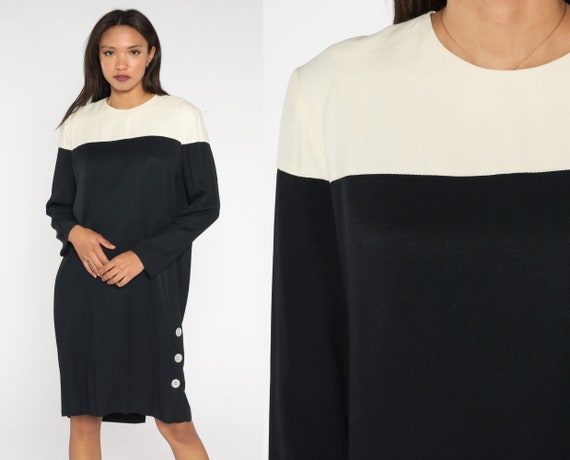 Black color block dress hotsell