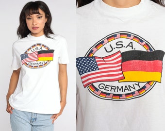 USA Germany Shirt German Shirt Retro TShirt Travel Shirt Vintage T Shirt Graphic Print 80s Travel Tee Small Medium