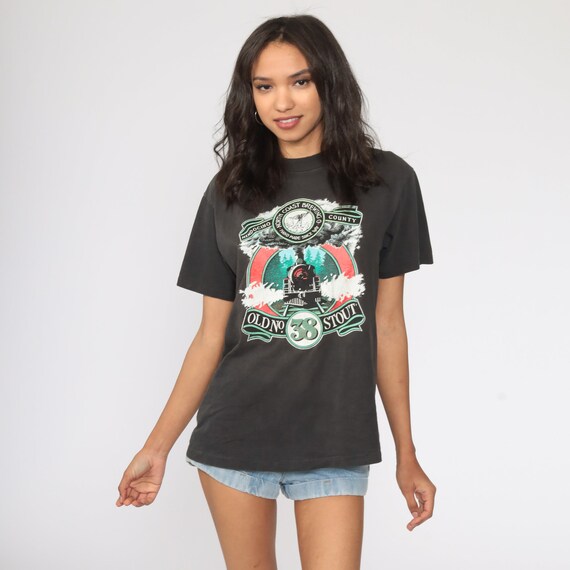 Beer Shirt North Coast Brewing Company Tshirt 90s No 38 Stout Shirt Black Vintage Graphic T Shirt Oneita Single Stitch shirt Small S