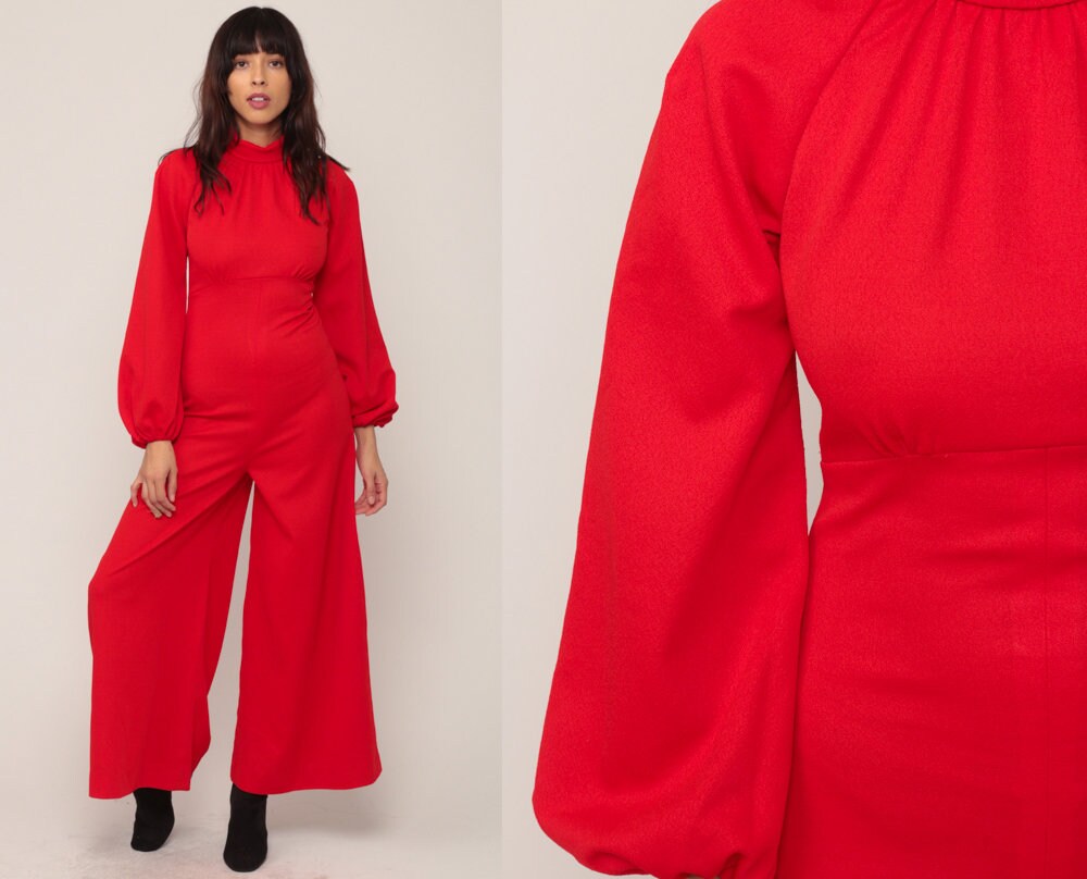 red 70s jumpsuit