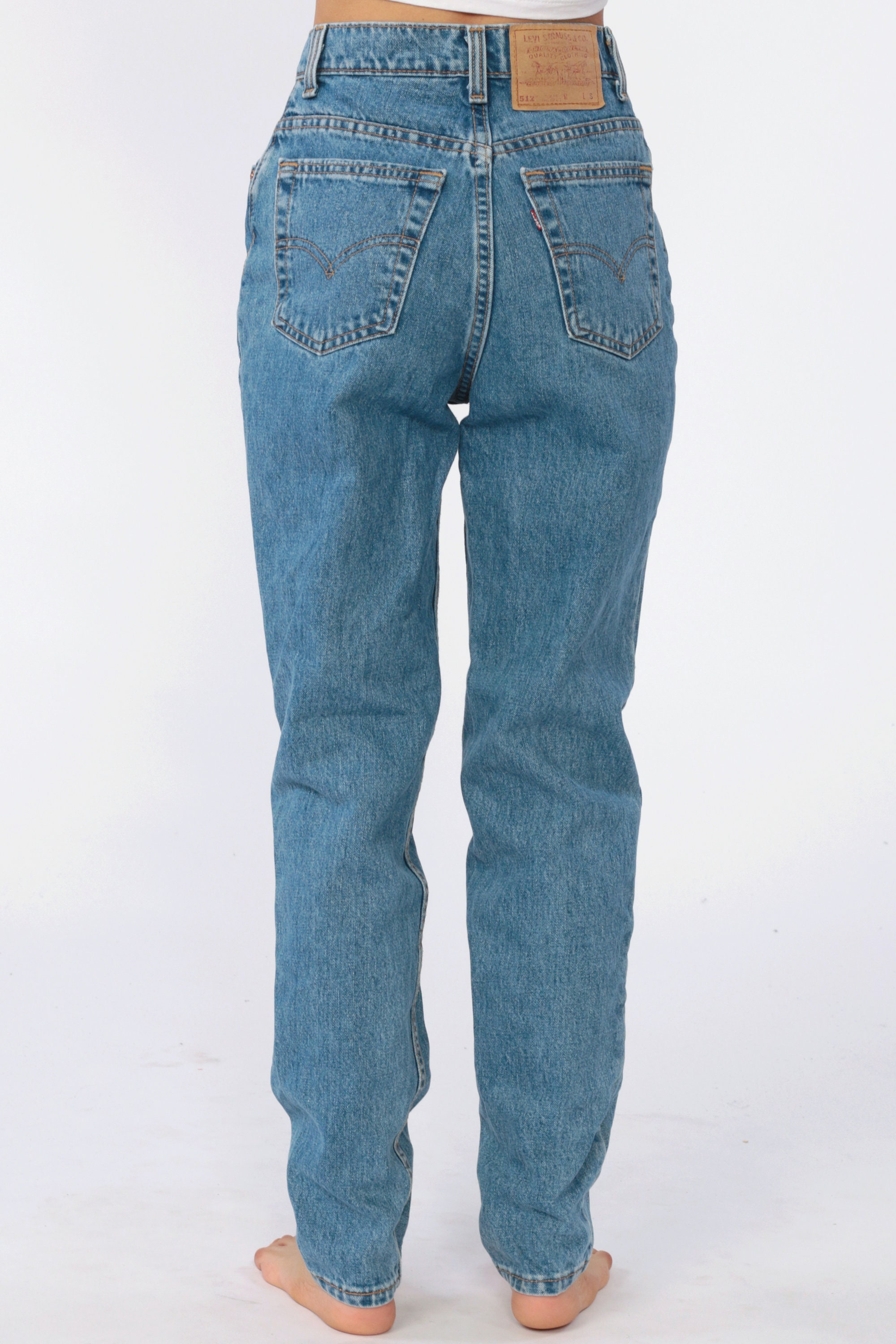 512 Levis Jeans HIGH WAISTED Levi Mom Jeans 80s Jeans Denim Pants Tapered Slim 1990s Vintage