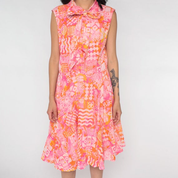 Tropical Ascot Dress 60s 70s Neon Hawaiian Dress … - image 9