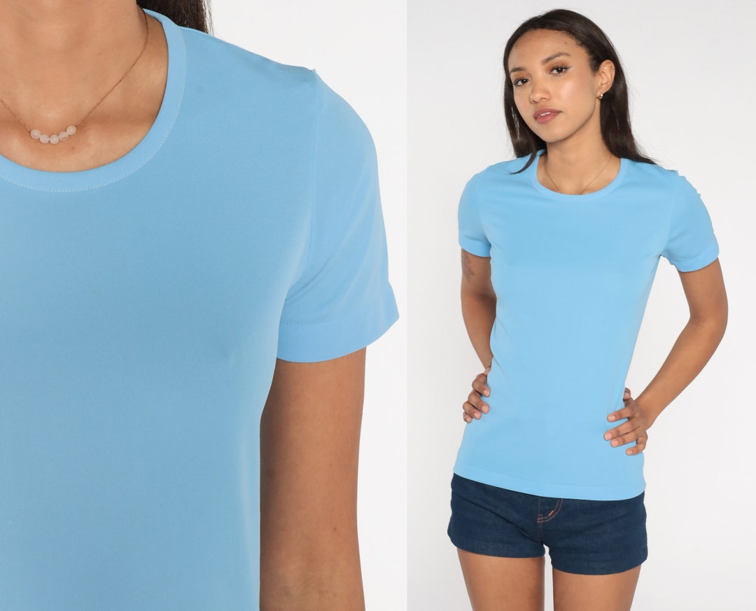 Baby Blue T Shirt Baby Tee Shirt Vintage Plain Shirt Tee Shirt 70s T