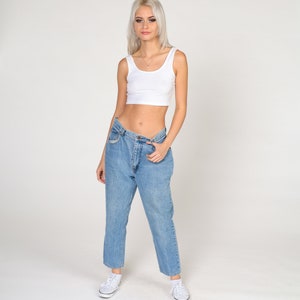90s Straight Leg Jeans Ankle Jeans Relaxed Cropped Denim Pants High Waisted Blue Mom Jeans Vintage 1990s Medium 30 Short