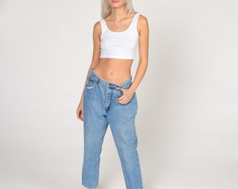 90s Straight Leg Jeans Ankle Jeans Relaxed Cropped Denim Pants High Waisted Blue Mom Jeans Vintage 1990s Medium 30 Short
