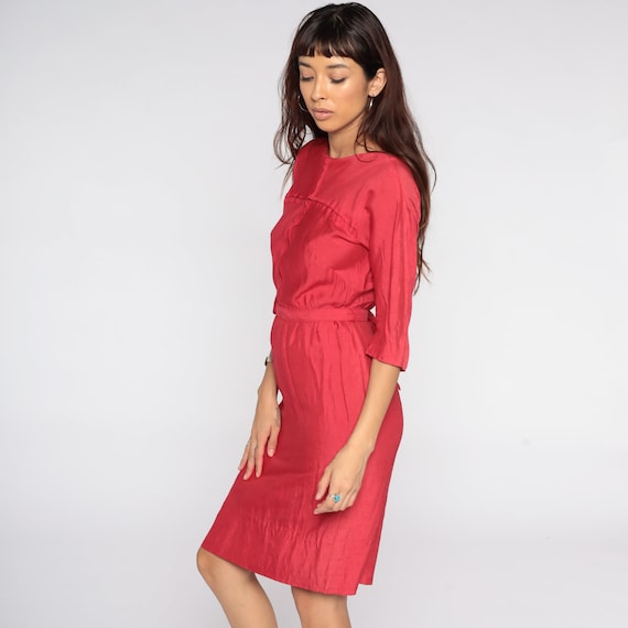 1950s Dress Red Wiggle Dress Sheath Cocktail 60s … - image 2