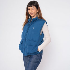 Marineblaue Panzerweste 80er Jahre Daunenfülljacke Retro Ärmellose Jacke Reißverschluss Skibekleidung Winterschicht Puffy Vintage 1980s Browning Medium M Bild 5