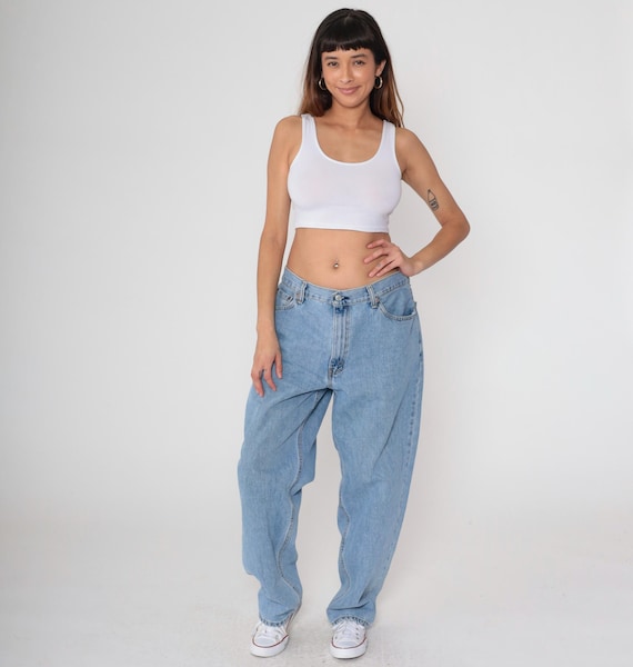 Levis 560 Jeans 90s Relaxed Jeans High Waisted Rise Blue Denim Pants Tapered Straight Leg Levi Strauss Retro Vintage 1990s Large L 36 X 32