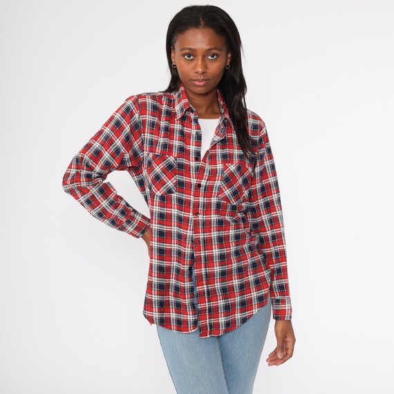 plaid red and blue shirt