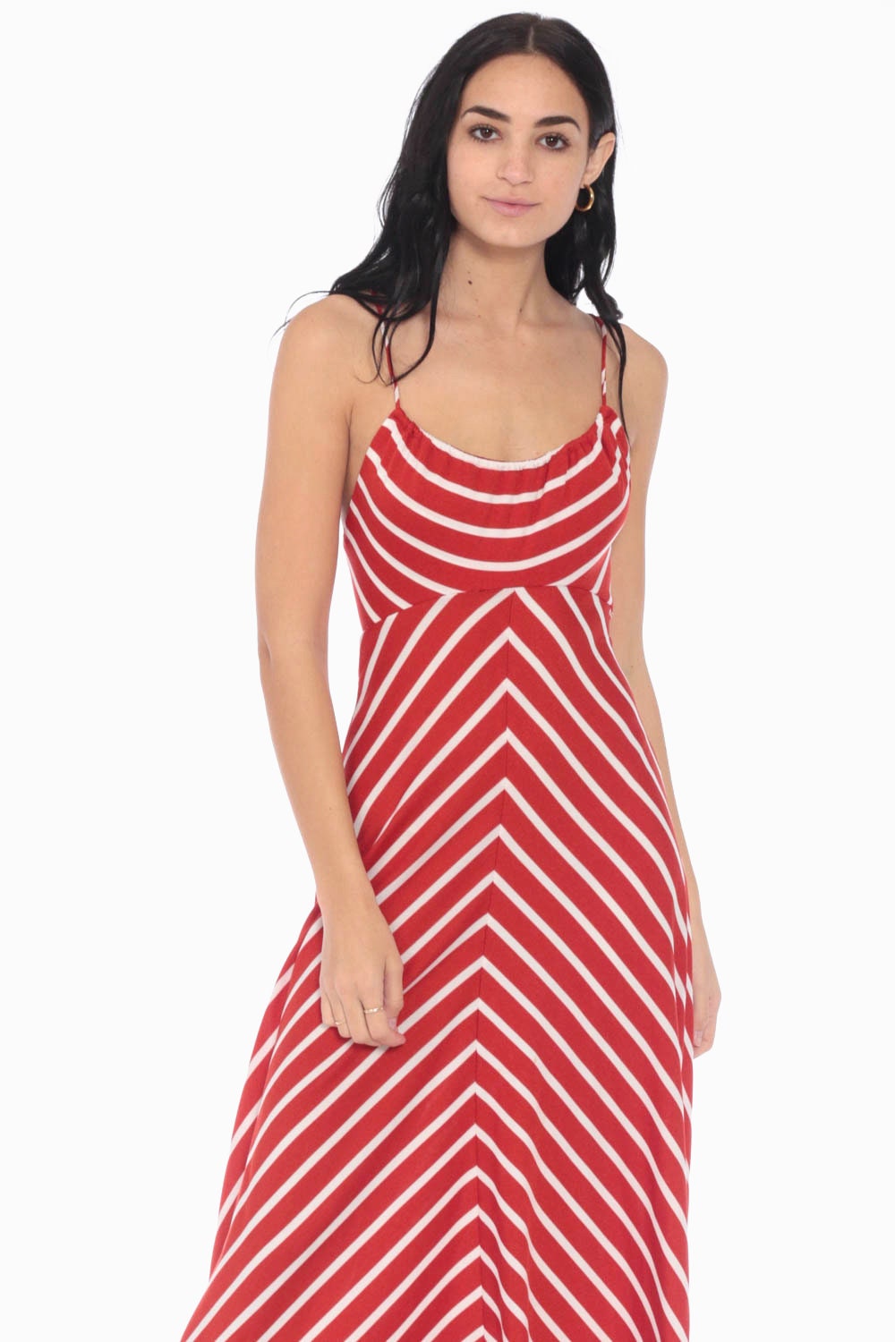 70s Maxi Dress CHEVRON Stripe Sundress Criss Cross Boho Gown 1970s Red ...
