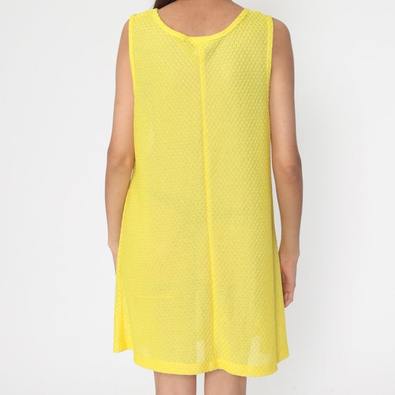 Sheer Yellow Dress Mini Dress Sheath Dress 90s  S… - image 7