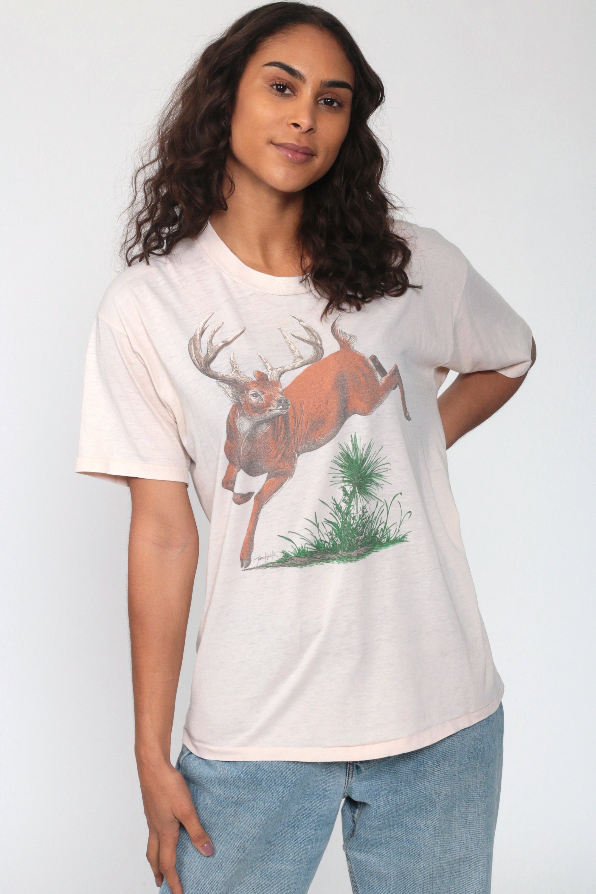 Deer Shirt 80s Animal TShirt Paper Thin Tee Burnout Buck Vintage ...