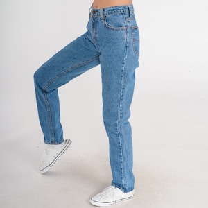 Vintage Jordache Jeans 90s Mom Straight Leg Jeans Mid Rise Waist Slim Tapered Denim Pants Blue Retro 1990s Extra Small xs