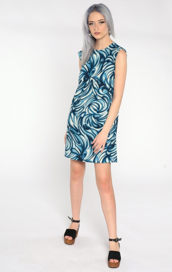 60s Mod Dress Psychedelic Shift Dress Mini Swirl … - image 2