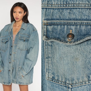 Bugle Boy Denim Jacket 90s Blue Workwear Button Up Jean Jacket Chore Jacket Basic Plain Simple Work Wear Vintage 1990s Men&#39;s Extra Large xl