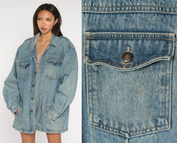 Bugle Boy Denim Jacket 90s Blue Workwear Button Up Jean Jacket Chore Jacket Basic Plain Simple Work Wear Vintage 1990s Men's Extra Large xl