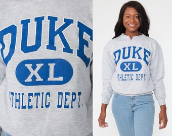 Duke University Sweatshirt Athletic Department Shirt College Crewneck 90s Graphic College Slouchy Sweater 1990s Vintage Grey Small