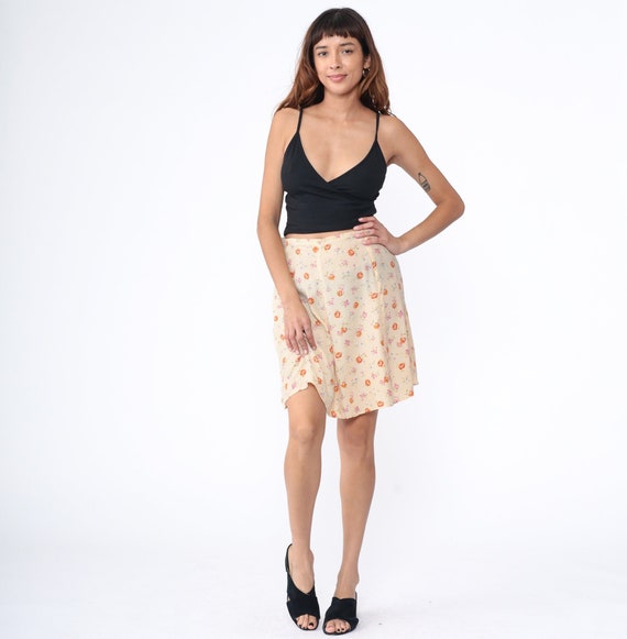 70s Floral Skirt Yellow Gingham Skirt Mini Skirt 1970s High Waisted Ditsy Skirt Summer Checkered Print Retro Hippie Boho Vintage Medium
