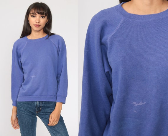 Purple Crewneck Sweatshirt 80s Sweatshirt Distress