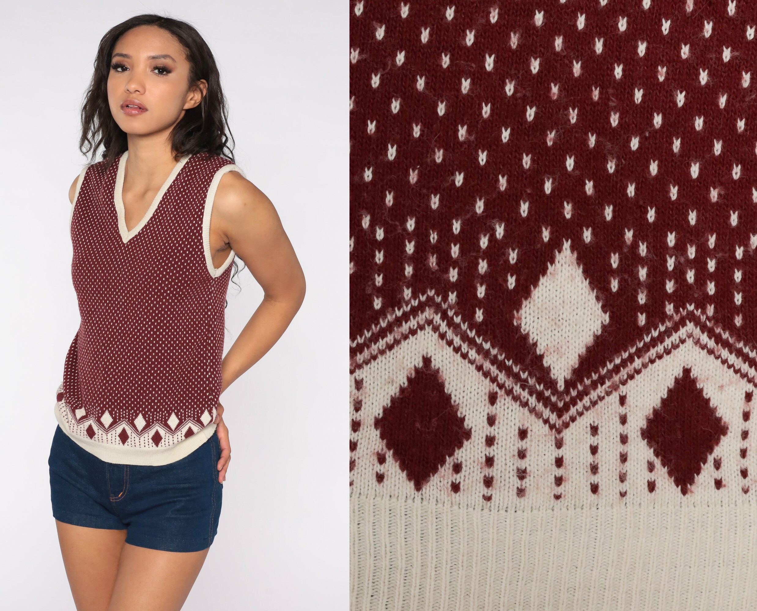 Geometric Knit Vest - Etsy