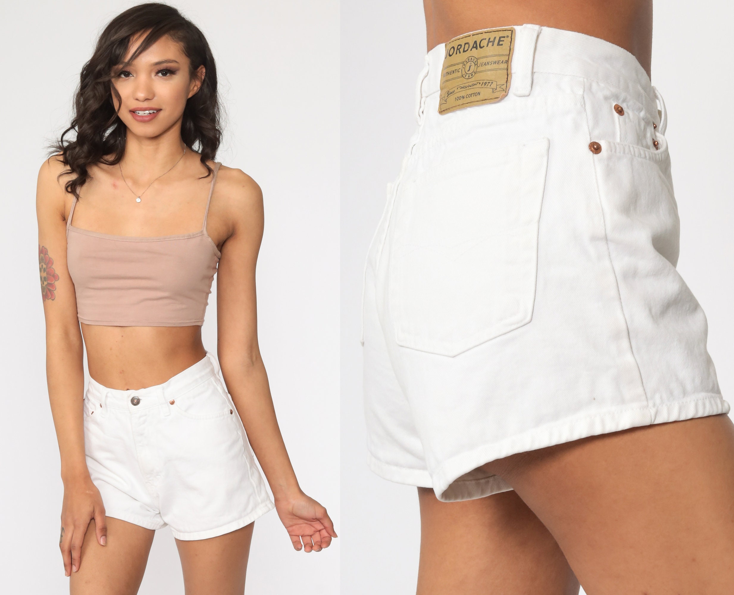 white jean shorts outfit