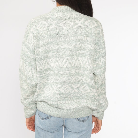 90s Geometric Sweater Green Cotton Ramie Sweater … - image 6