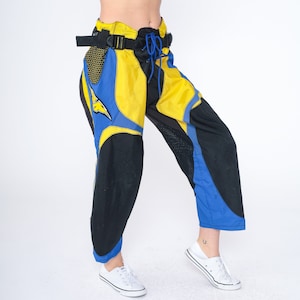Mission Motocross Pants Y2K Dirt Bike Racing Yellow Blue Black Riding Moto Streetwear Motorcycle Biker Ankle Pants Vintage 00s Medium M 36
