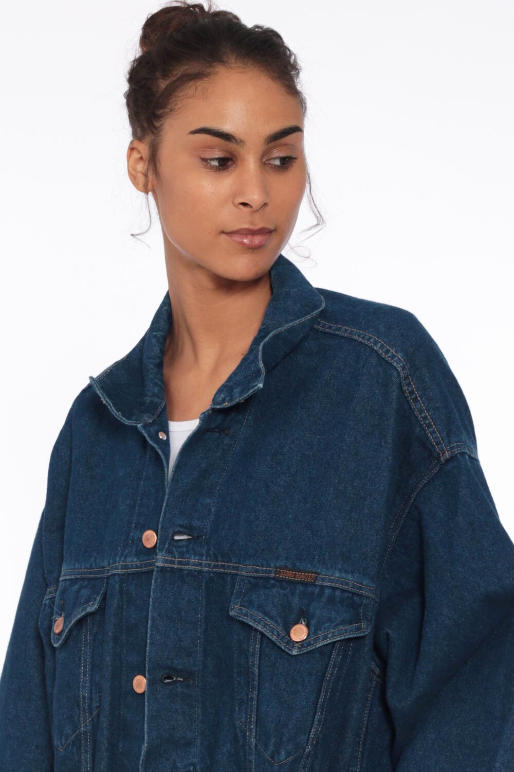80s Denim Jacket xl -- Jean Jacket Dark Blue Trucker Jacket Jean Jacket 1980s Vintage Biker 