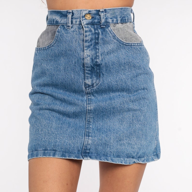 90s Jean Skirt Stone Wash Denim Mini Skirt Jeans Blue High - Etsy