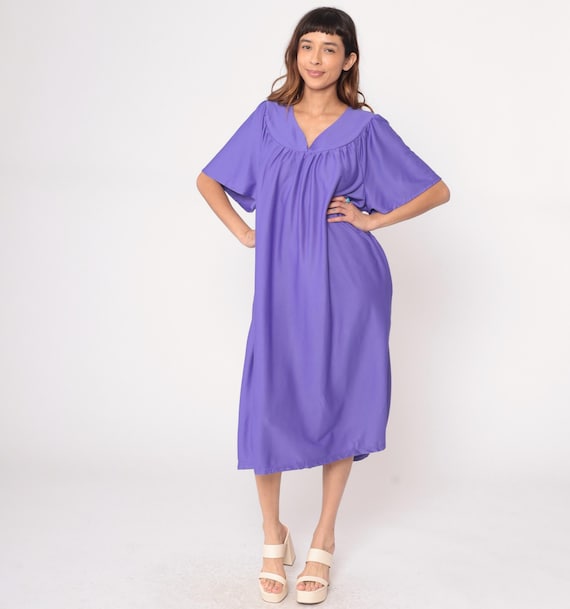 Purple Lounge Dress Y2K Loungewear House Dress Pajamas Plus Size Gathered Empire Waist Flowy Vintage Lavender Violet Extra Extra Large XXL