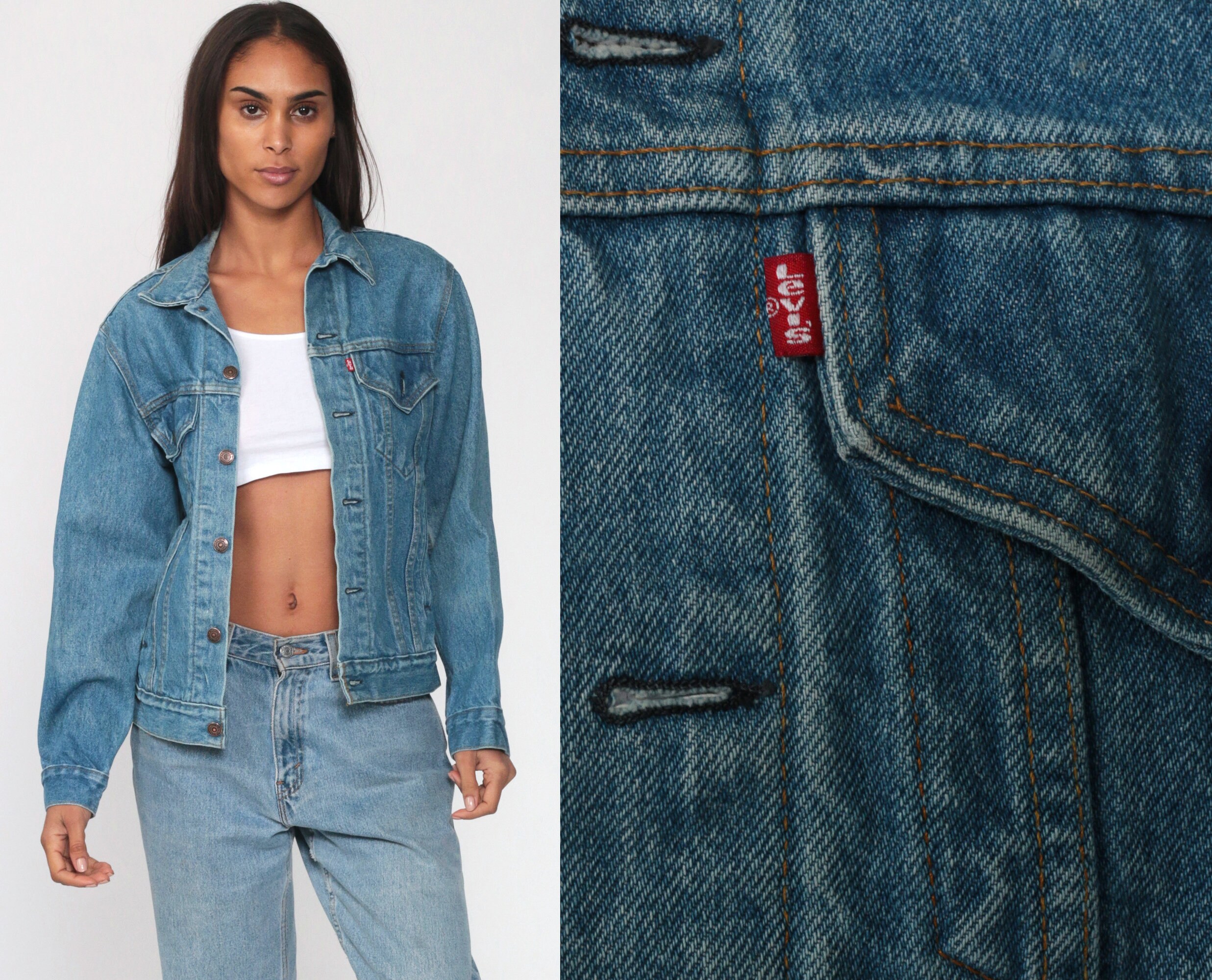 Levi Jean Jacket XS -- 90s Denim Jacket Blue Levis Jacket 90s Blue Vintage Levi Strauss Biker