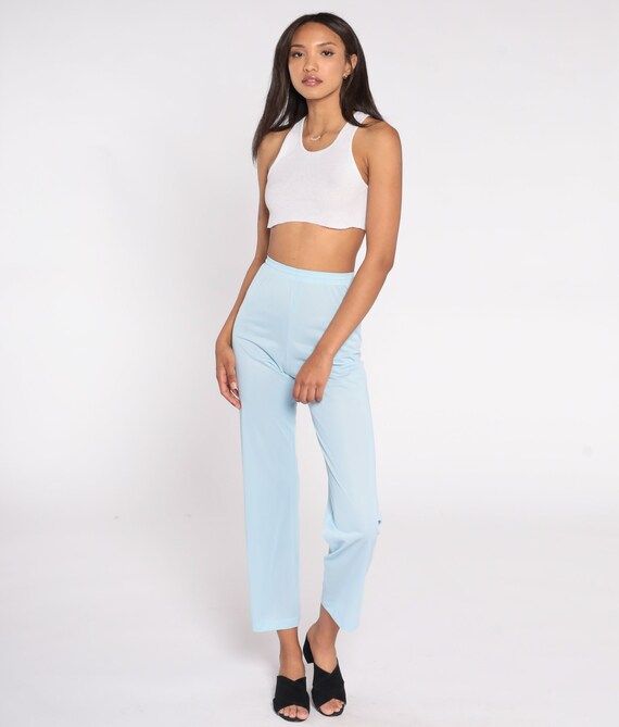Vanity Fair Pajama Pants 70s Baby Blue Lingerie Pants Nylon Sleep Pants Pastel Silky Lounge Pants 1970s Boho Vintage PJs Extra Small xs