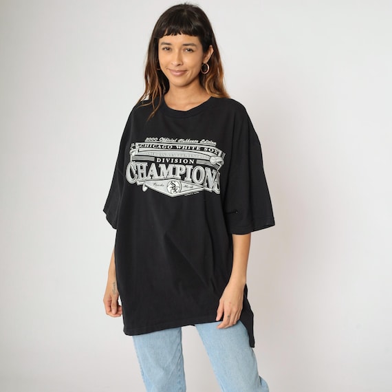 Vintage 2000 Chicago White Sox Shirt Division Champions Black Graphic Tee Baseball MLB Sports American League Central T Shirt Y2K 2xl xxl