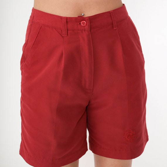Red Trouser Shorts Y2k Makaha Valley Country Club Pleated High Waisted Retro Shorts Colored Shorts Plain Basic Summer Vintage 00s Small 6