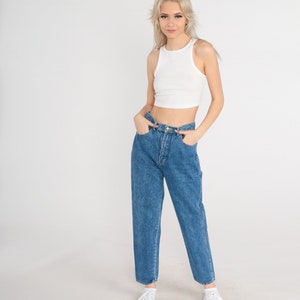 90s Mom Jeans 26 -- Tapered Blue Jeans High Rise Tapered Leg 90s Denim Pants Relaxed 1990s Vintage High Waisted Small 4 26