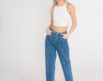 90s Mom Jeans 26 -- Tapered Blue Jeans High Rise Tapered Leg 90s Denim Pants Relaxed 1990s Vintage High Waisted Small 4 26