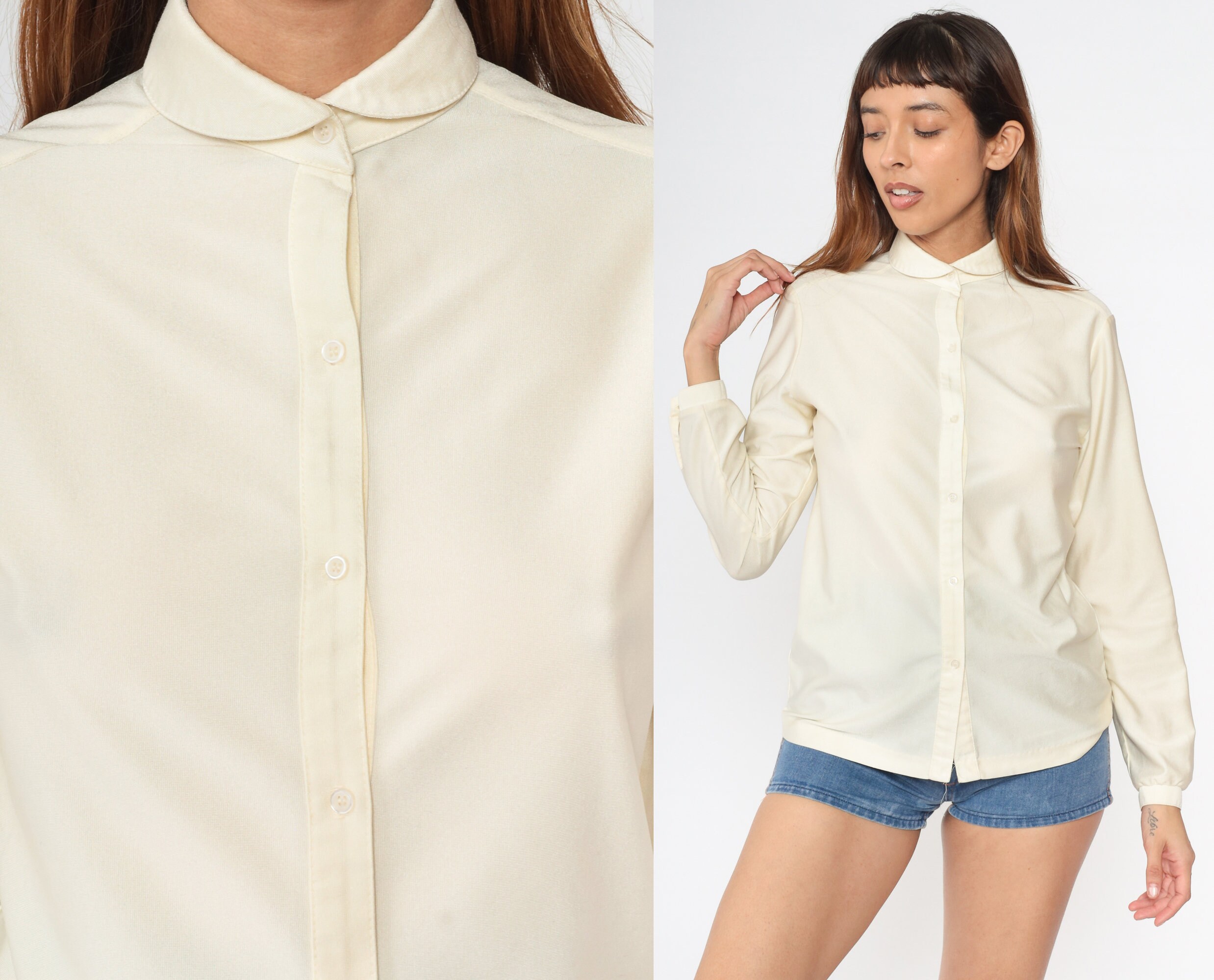 cream peter pan collar shirt