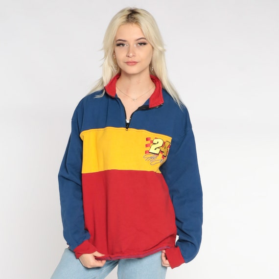 Jeff Gordon Shirt Y2K NASCAR Sweatshirt Striped 24 Hendrick Motorsports Quarter Zip Pullover Racing Shirt 00s Vintage Mens Extra Large xl