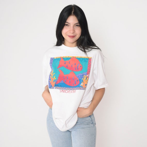 Tropical Fish Shirt 90s Sandestin T-Shirt Florida Golf Resort TShirt Michael Ives Graphic Tee Tourist Travel Vintage 1990s Extra Large xl